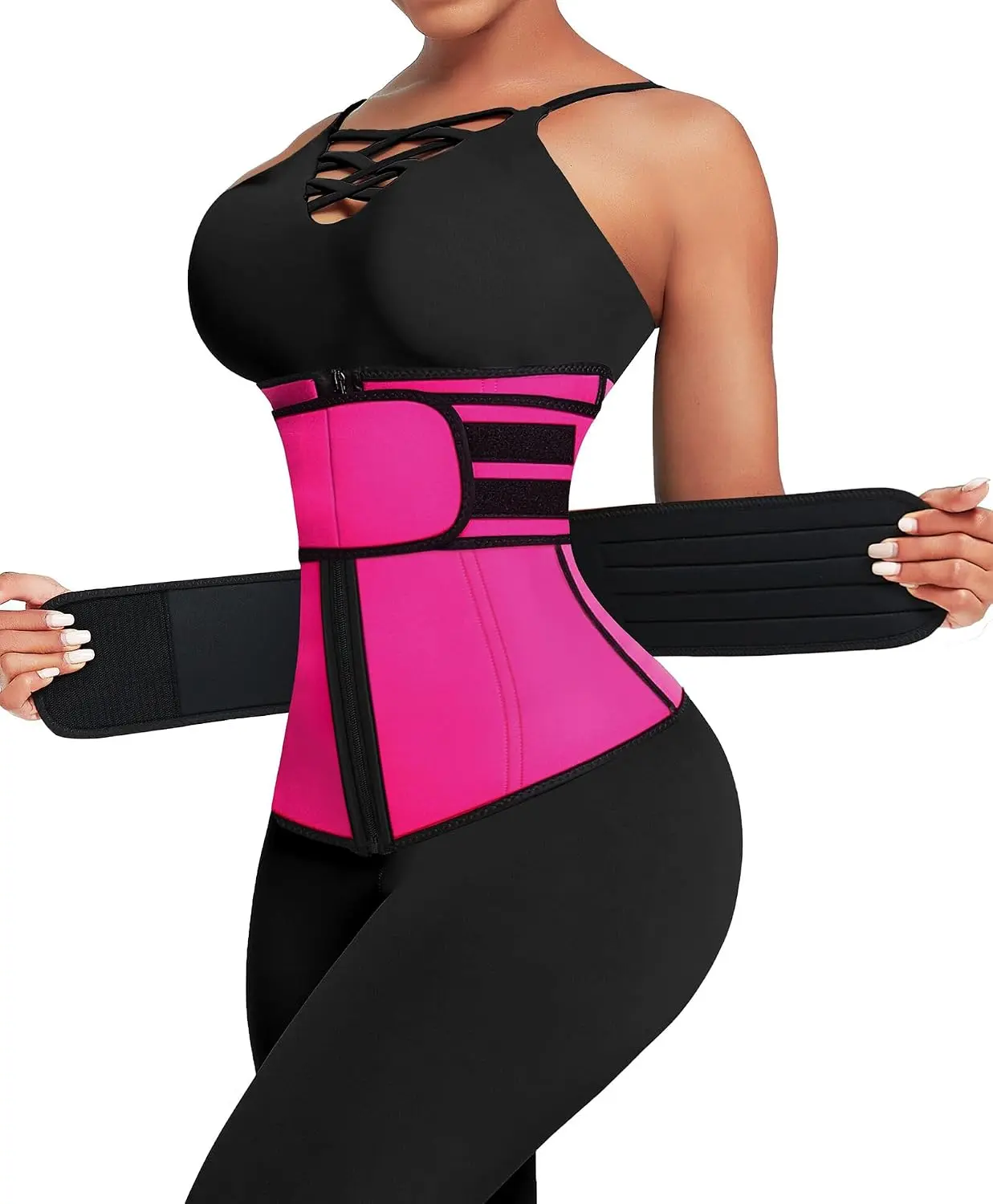 Waist Trainer for Women Workout Trimmer Corset with 2 Belt With Zipper Steel Bone Tummy Control Cincher