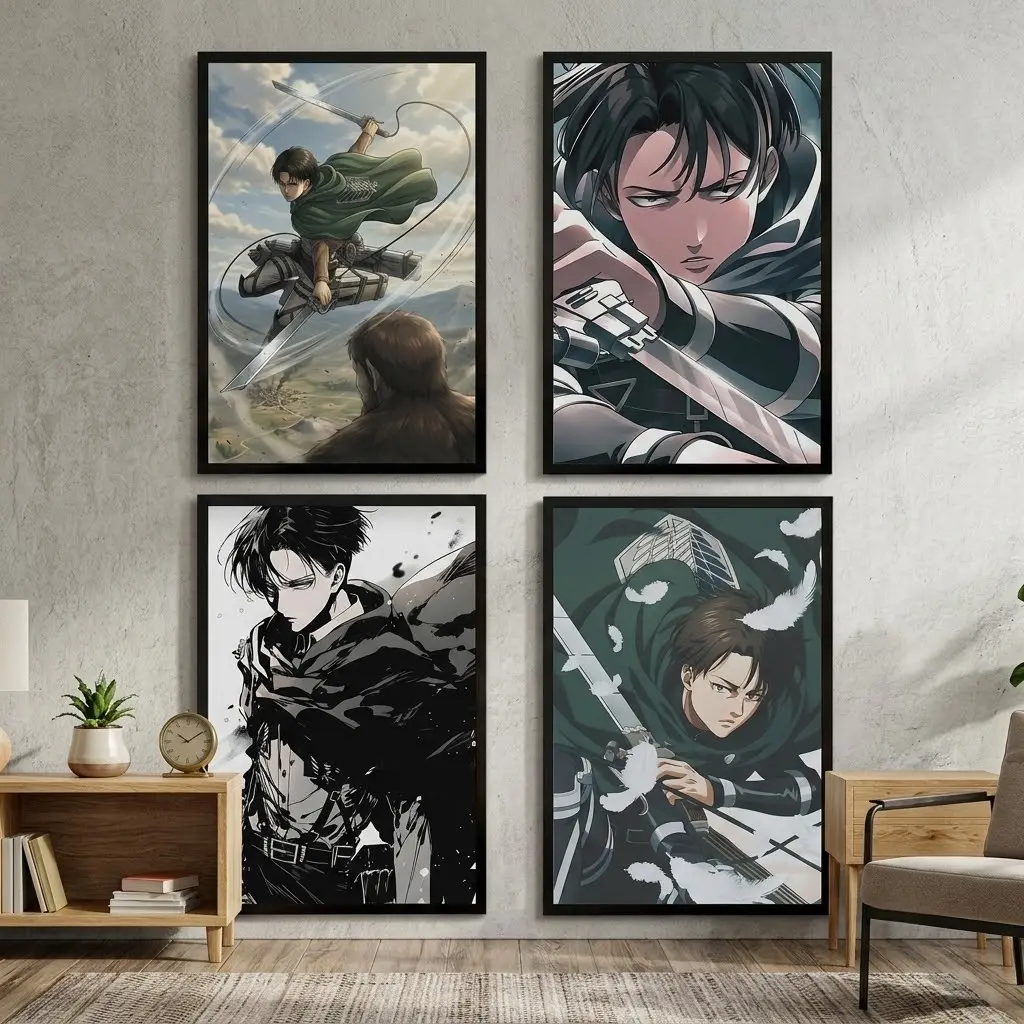 Canvas Wall Art Attack On Titan Levi Ackerman Anime Canvas Painting Set Home Decor For Bedroom Living Room Wall Hanging Poster, Wall Picture, Print Wall Art