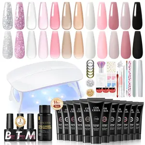 COSCELIA 41pc Poly Nail Gel Kit Starter Kit16ML Nail Extension Gel Kit with Lamp Light for Beginners with Everything Nail Thickening Solutions Gifts for Women Set Drying