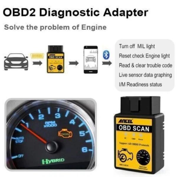 ANCEL Fault Code Reader Bluetooth ELM327 V1.5 Diagnostic OBD2 Car Engine Scanner Tool