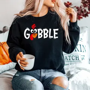 Gobble Shirt Funny Cute Turkey Face Family Thanksgiving Tee Thanksgiving Shirts for Women Mom Thanksgiving Unisex