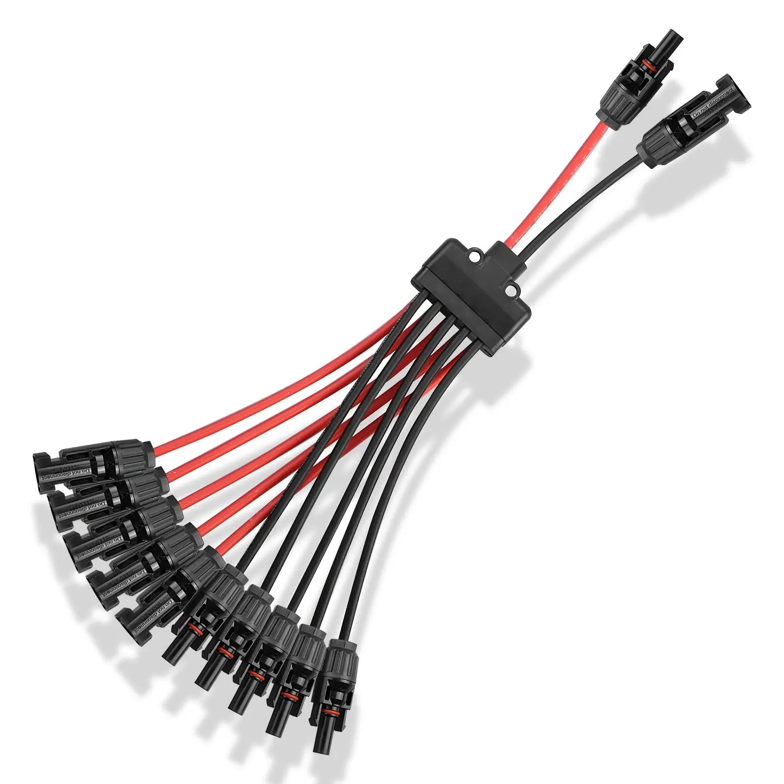 Solar Connectors Cable, 2-to-10 Y Branch Parallel Adapter for 4 Panels, Outdoor Tool-Free IP68 Weatherproof, 30A DC1000V Rated Electrical Installation Accessory