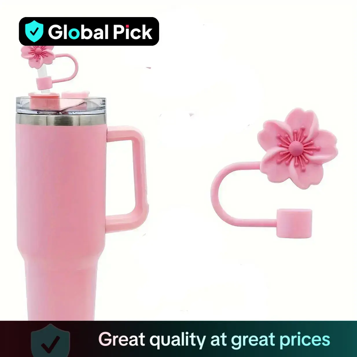 Flower Shaped Straw Tip Cover, 1/4 Counts Lovely Reusable Silicone Straw Topper, Modern Decorative Straw Cap for Indoor & Outdoor