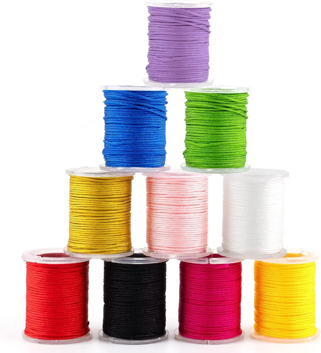 10-Pack Nylon Cord Set, 0.8mm Sturdy Synthetic Nylon Material, 100m/109yd Convenient Cord for 10 Colors Beads Making, Jewelry Craft Supplies