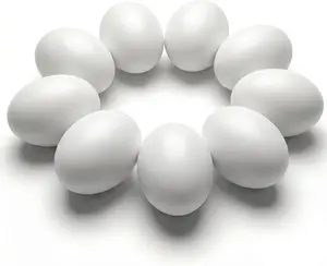 Wooden Fake Eggs for Nesting Boxes, 9 PCS White Easter Eggs for Craft Pretend Play Kitchen Accessories for Toddler Kids