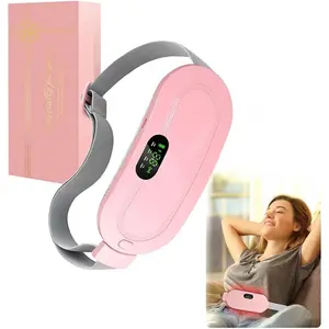 Cordless heating pad heating massager, used to relieve back pain, dysmenorrhea, portable heating pad, 4 vibration modes massager, adjustable heating temperature (pink)