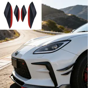 4pcs Car Accessories Modification Parts Bumper Carbon Fiber Pattern Wind Blade Extended Universal Spoiler Crash Strip Full Surround Wind Blade
