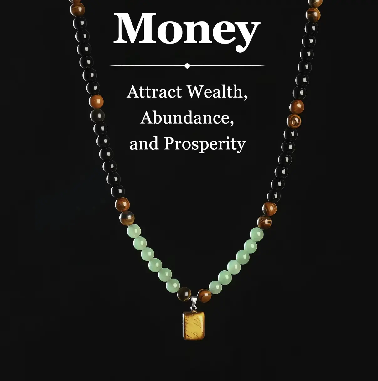 Unisex Aventurine-Tiger Eye Pendant Necklace, Long-Chain Sweater Necklace, Fashion Costume Jewelry Gift for Anniversary, Vacation