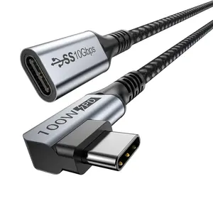 Right Angle C-Type Extension Cable - 6 FT USB 3.1 (10Gbps) Male to Female, 100W Fast Charging Universal USB-C Charger Cable for MacBook Pro/Air, Switch, C-Type Cables, Universal Usb-C Cables