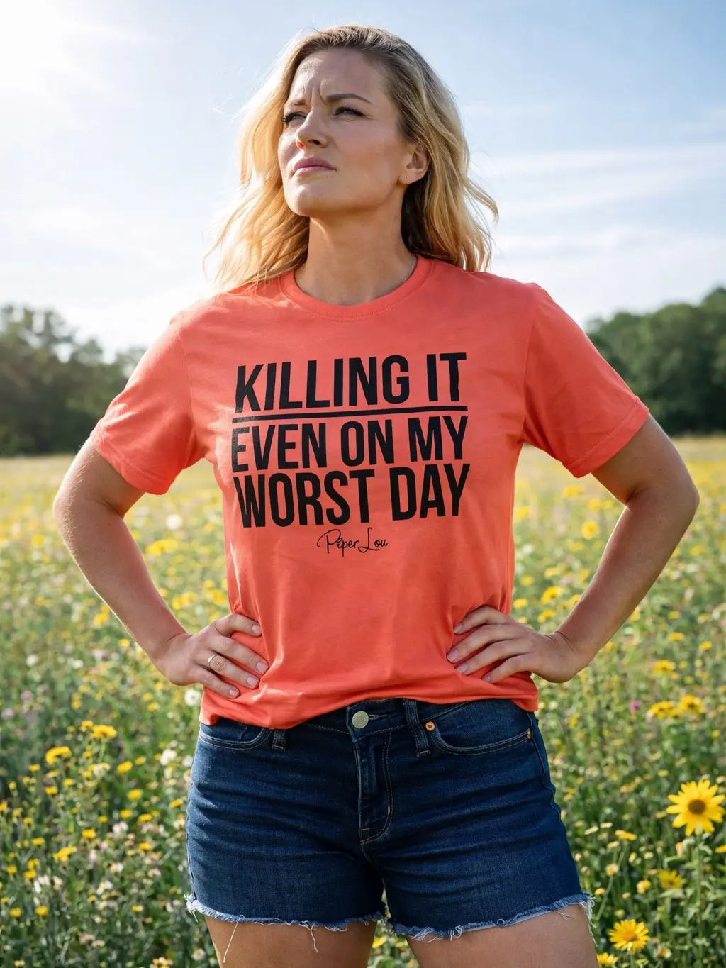 Women's "Killing It" Graphic Tops, Casual Short-Sleeve Tee in Soft Ring-Spun Cotton Fabric with Durable Double Stitching