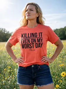 Killing It Classic Tee - 100% Ring-spun Cotton Soft Comfy T-shirt with Double Stitching on Neckline and Sleeves - Fabric