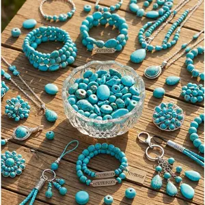 more mix Styles Turquoise Beads Oval Round Disc Rondelle Chip Teardrop Heishi Bead Irregular Loose Stone Beads for Christmas Bracelet Necklace Jewelry Making (Hole: 1mm)