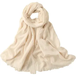 Womens Soft--Linen Lightweight-Scarfs Large Long Fashion Gauze Shawl Wrap for Beach Travel 75"x39"