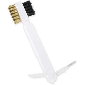 Kitchen Cleaning Scrub Brush Deep Gas Stove Brass Wire Brush with Stiff Bristles & Cooktop Scraper Stainless Steel Scrubber for Range Hood Grease Grime Rust Cleaner for Pot Pan Household Cleaning Tool