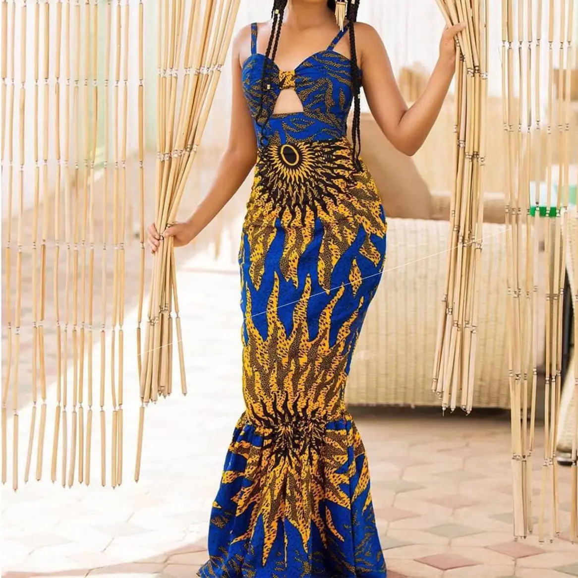 Petal's Digital Print Fishtail Dress