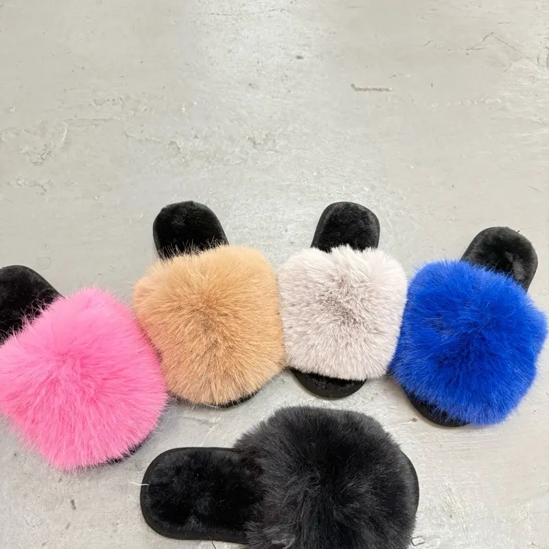 Women's Faux Fur SlippersvFuzzy Blue Fuzzy Comfortable Indoor & Outdoor Use Soft Fluffy Footwear Stylish Walking Shoes