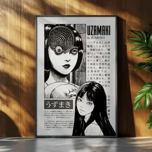 Junji Ito Anime Poster, Uzumaki Horror Anime Manga Art, Japanese Anime Wall Decor, Anime Wall Print (Unframed / Print Only)