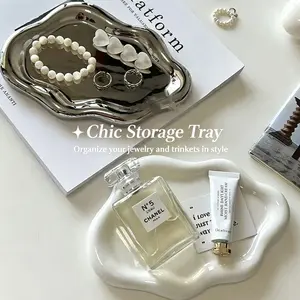 High-End Ceramic Cloud Jewelry Organizer Tray, Decorative Vanity Makeup Desk Holder, Cosmetic Organizer, Perfume Diffuser Tray, Desktop Storage Dish