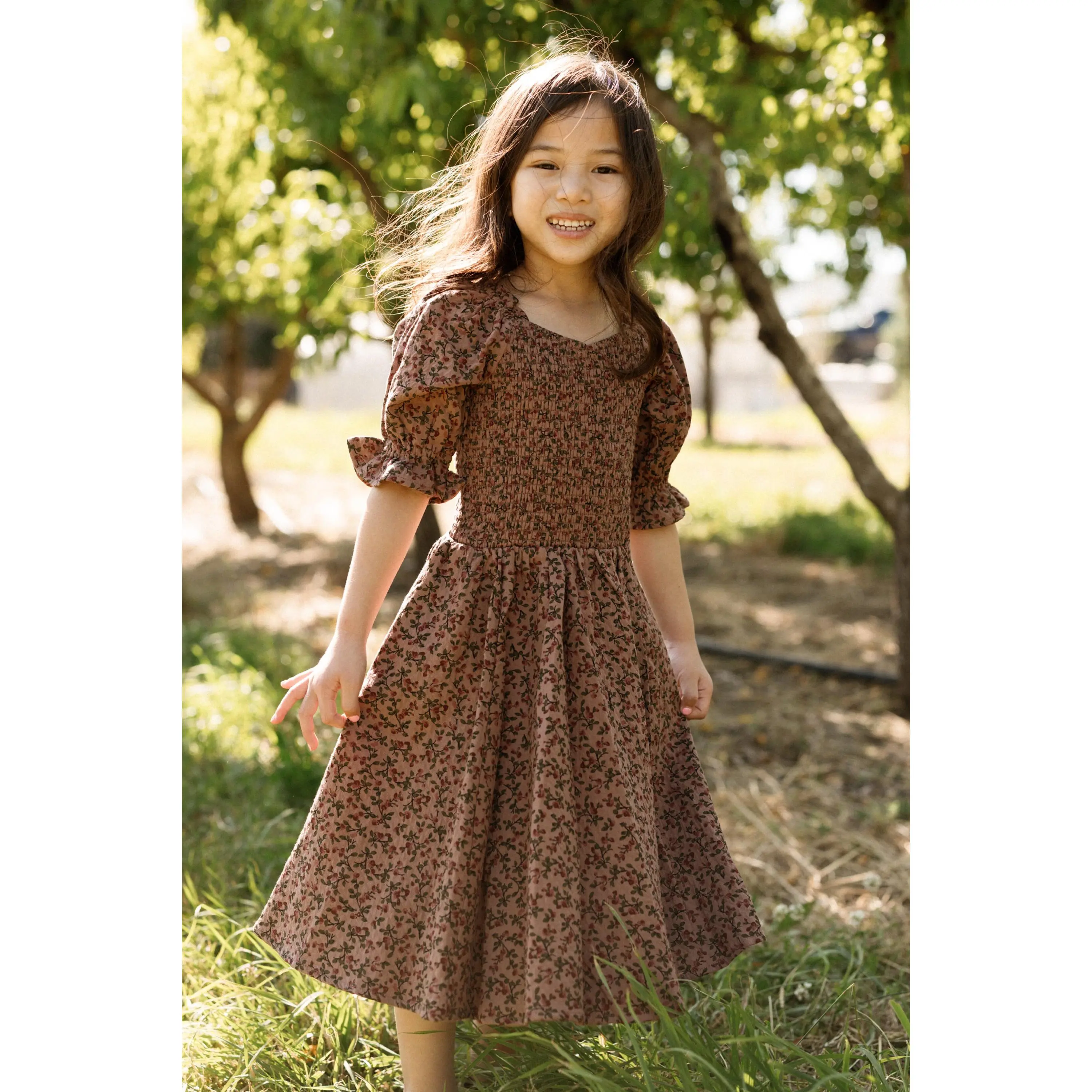Mini Teagan Dress in Mauve Woodland Floral
