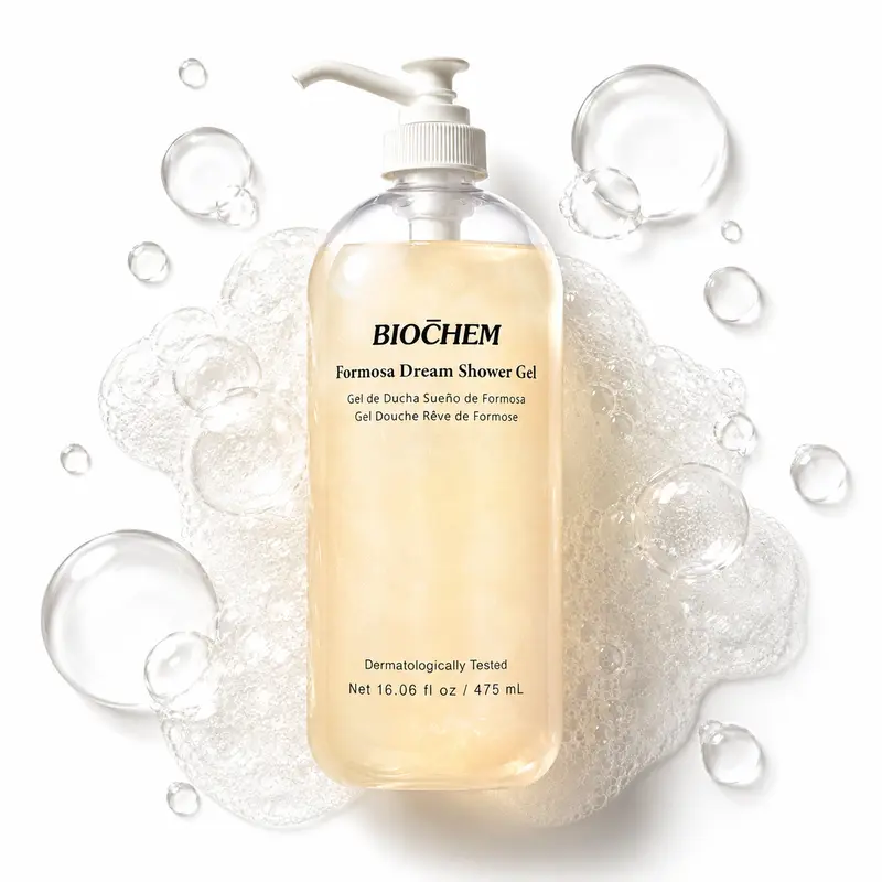 BIOCHEM Formosa Dream Low-pH Hydrating Body Wash - Oolong Tea & Jasmine Plant-Based Gentle Cleansing Daily Moisture Cleanser for Dry & Sensitive Skin, Acne Care, scented shower gel 475ml