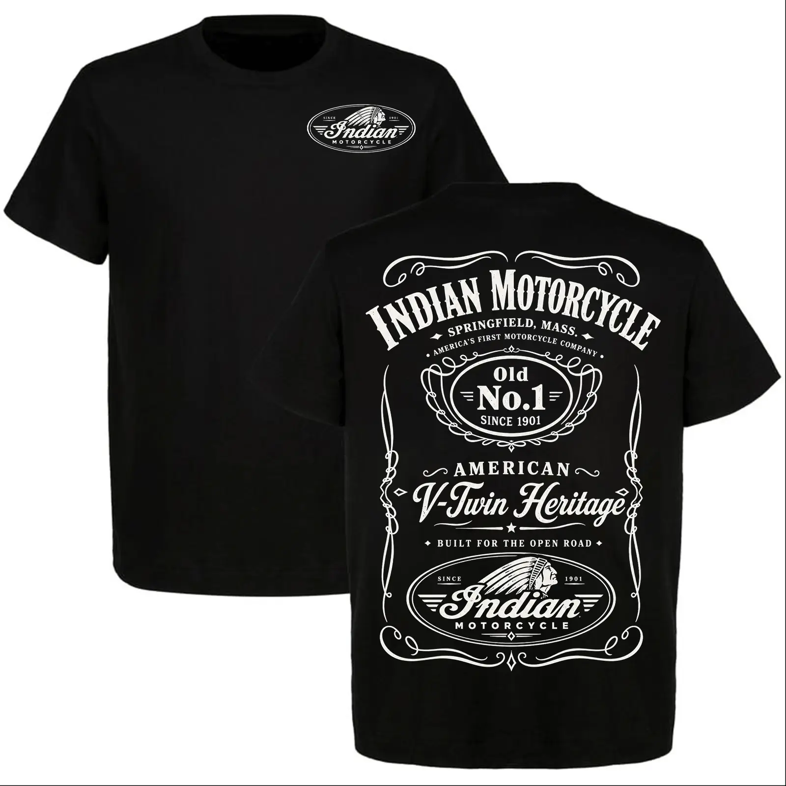Indian Motorcycle Old No.1 Biker T-Shirt, Vintage Biker Shirt for Men, America's First Motorcycle Company Since 1901, V-Twin Heritage Tee