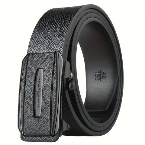 【TINIDI】Men's PU Leather Slide Belt - Casual Dress Belt with Automatic Buckle, Smooth Texture, Ease of Use, Easily Adjustable, Wear-Resistant, Easy Release, Ideal for Business Wear, Father's Gift