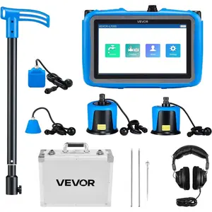 VEVOR Pipe Water Leak Detector for Indoors, 1Hz-10000Hz, 7 Touchscreen Plumbing Water Leakage Detection Locator with Horizontal Vertical Sensors, Headphones, 8GB SD Card Carry Case for Home UseVEVOR Super Brand Day