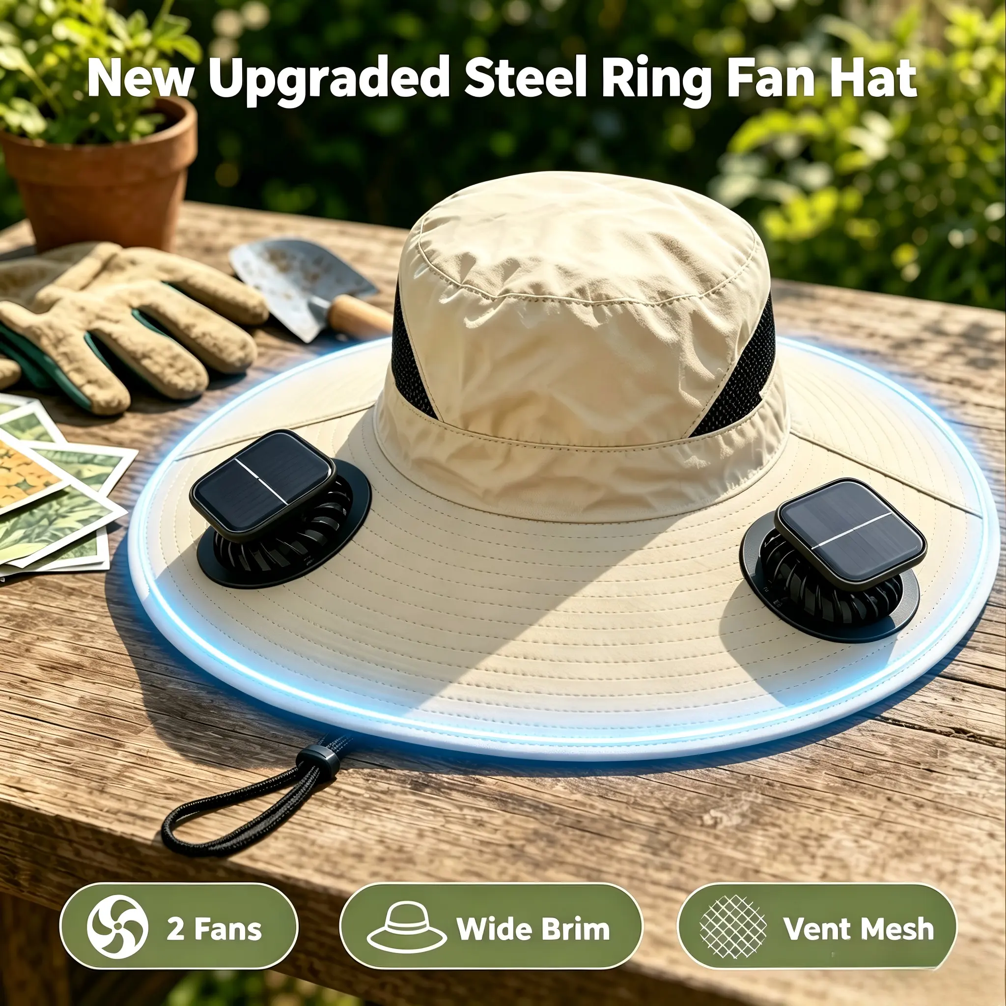 Men's Lightweight Adjustable Stylish Casual Solar Fan Bucket Hat - Outdoor Sun Cap, UPF 50+, 2 Cooling Fans, USB Rechargeable, 3-Speed Hands-Free Neck Flap for Fishing, Hiking, Adjustable Stylish Hat