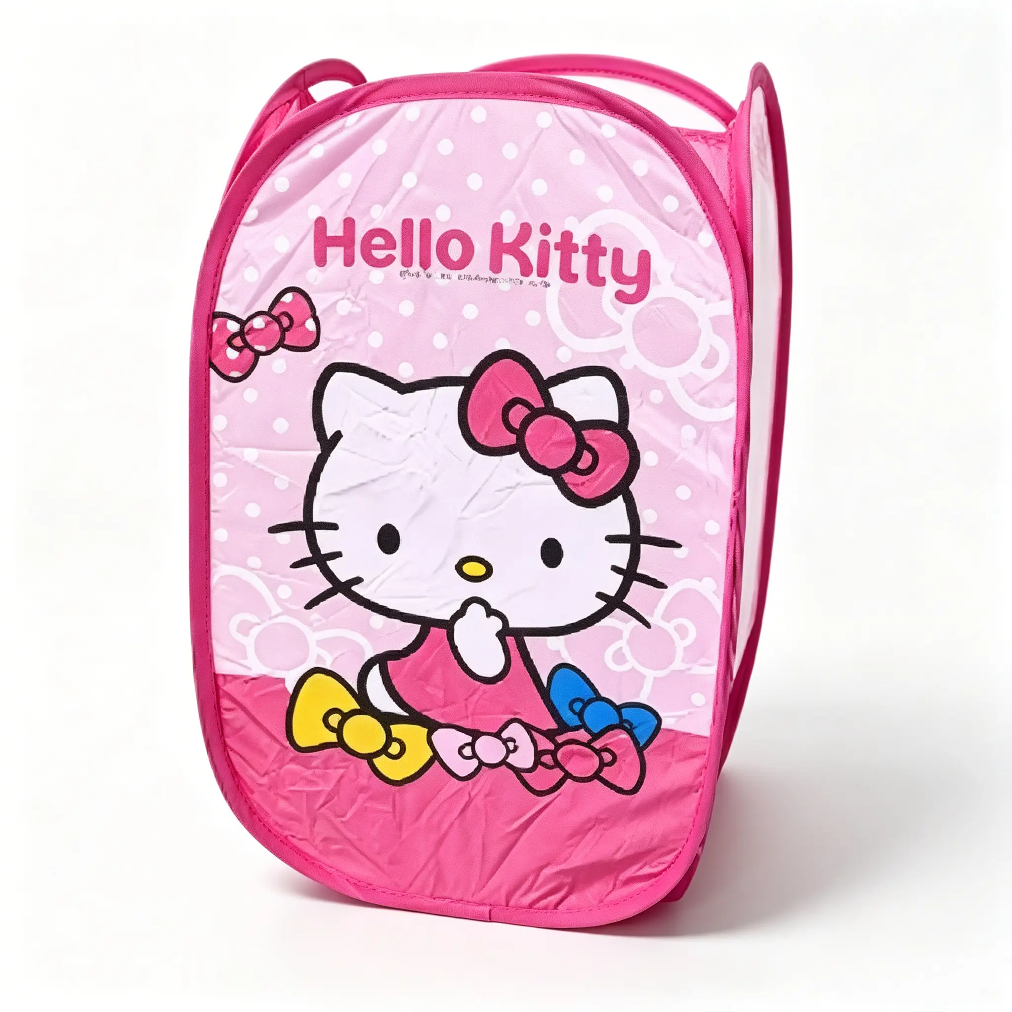 Sanrio Hello Kitty Foldable Mesh Storage Basket, Compact Breathable Organizer Bin with Handles, Collapsible Home Organizer for Clothes Toys Towels, Gift for Girls (Foldable Laundry Baskets Included)