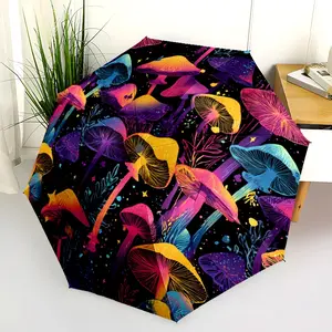 mushroom pile (2) New printed universal umbrella, automatic folding umbrella, portable foldable travel umbrella, outdoor umbrella, Black Friday, Christmas, and birthday gift.