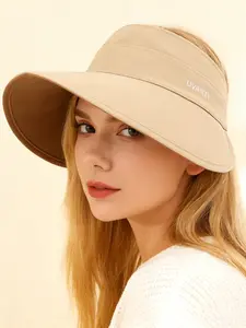 Pure Color Simple Dual-Sided Wear Hollow Top Hat, Small Fresh Outdoor Wraparound Large Brim Foldable Sunshade Cap