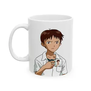 Neon Genesis Evangelion Shinji With Mug - Anime Shinji Holding A Mug