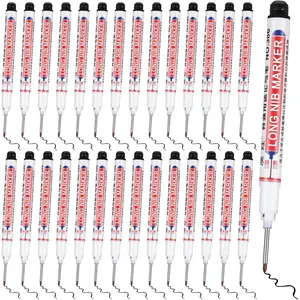 100 count Long  Deep Hole Marker, 20mm Long Nib Marker, Multi-purpose Deep Hole Markers, Quick-drying  Permanent Pens for Carpenter, Woodworking, Construction