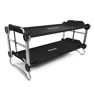 Disc-O-Bed Youth Double Cot Kid-O-Bunk w/ 200 Pound Capacity & Carry Bags, Black