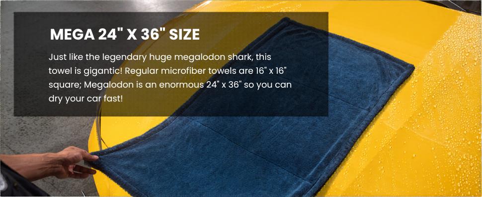 Chemical Guys Megalodon Twisted Loop Drying Towel - 24”x36” Plush Dual-Sided Internally Stitched Microfiber Cloth, Quick-Drying Water-Absorbing Car Wash Detailing Accessory, Soft Scratch-Free Vehicle Tool, Streak-Free