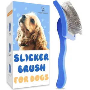 Slicker Brush for Dogs, Dog Grooming Brush Long Pin Detangler, Dematting Slicker Brush for Doodles Poodles Goldendoodle Labradoodle Large