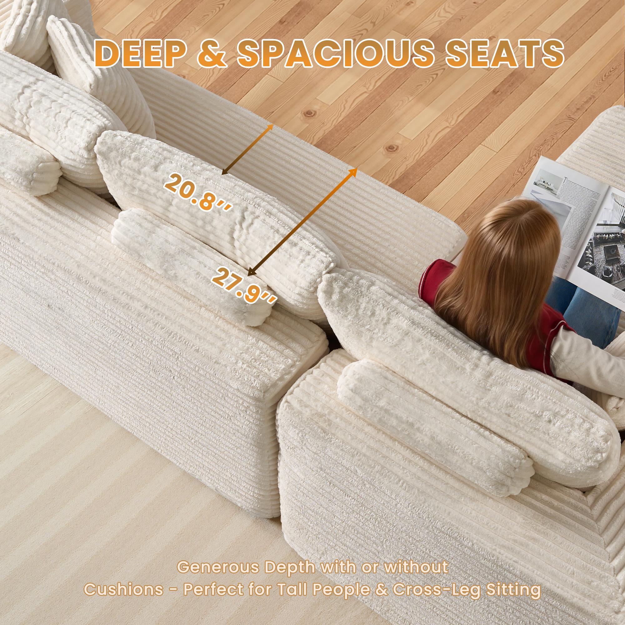 CAODOC 108“ Cloud Modular Sectional Couch with 1 Ottoman,Modern Minimalist Upholstered Couches, Comfort L Shaped Sofa for Living Room,Deep Seat Corner Couch,Free Combination,No Assembly Required