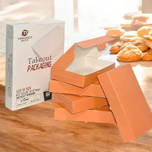 Cookie Boxes (Pink) , 50 pieces, 8.5 x 5.25 x 1.5 inch Sturdy Bakery Boxes for Macarons Chocolate Covered Strawberries & Party Favors Bakeware Birthday