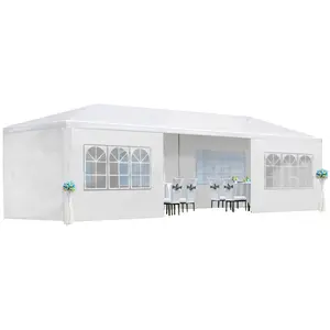 10'x30' Party Tent, Outdoor Wedding Canopy Tents for Parties with 8 Removable Sidewalls, Heavy Duty Canopy Outside Gazebo Event Tent for Parties Garden Patio Backyard, White
