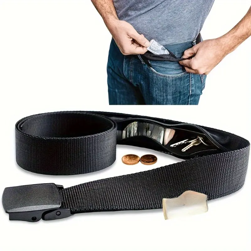 1pc Outdoor Travel Canvas Money Artifact Tactical Belt Wallet - Combination Lock, Water-Resistant, Hidden Money Belt for Men and Women, Portable, Secret, and Safe, Carabiner