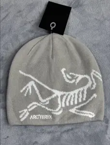 Arc'teryx Inspired Bird Head Toque Beanie – Orca Gray | Large White Logo Knit Print | Soft Warm Merino Wool Winter Hat | Brand New with Tags | Gorpcore Y2K Streetwear | Unisex Ski Hiking Outdoor Cap | Gift for Him & Her