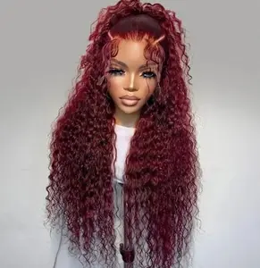 KEPHARE Burgundy Wig Human Hair 200% Density 99j Burgundy 13x4 Deep Wave Lace Front Wigs Human Hair Pre Plucked HD Transparent Lace Frontal Wigs for Black Women Red Colored Wig