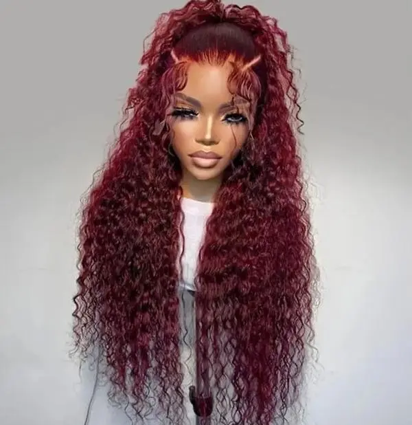 KEPHARE Burgundy Wig Human Hair 200% Density 99j Burgundy 13x4 Deep Wave Lace Front Wigs Human Hair Pre Plucked HD Transparent Lace Frontal Wigs for Black Women Red Colored Wig