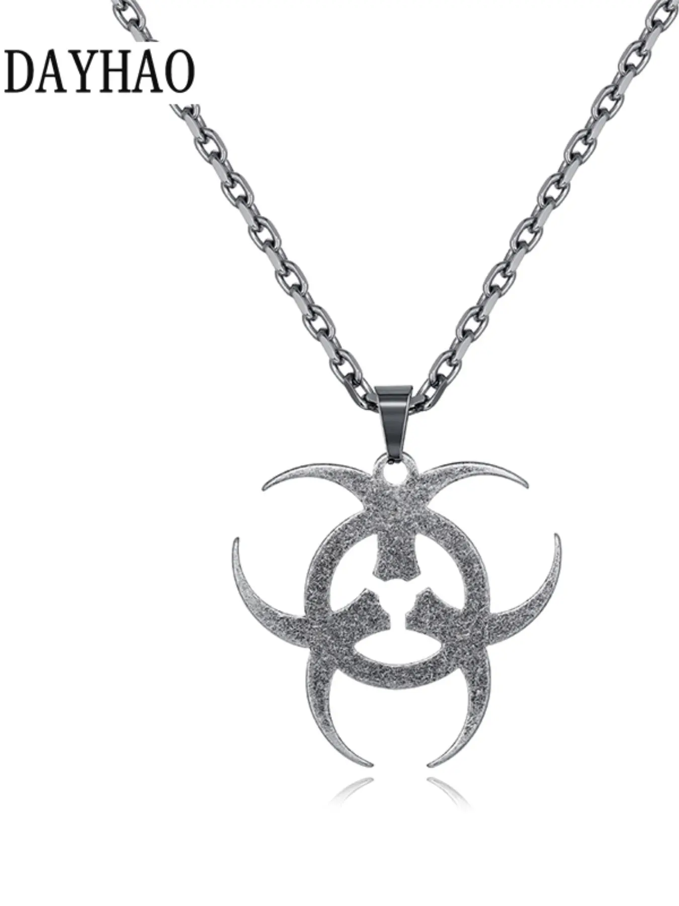 Biohazard Pattern Necklace for Youth, Unique Style Pendant Jewelry, Trendy Accessory for Daily Wear, Fashionable Gift Idea