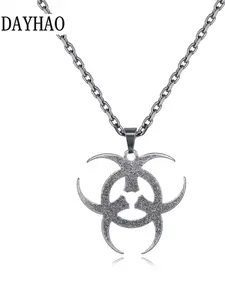 Biohazard Pattern Necklace for Youth, Unique Style Pendant Jewelry, Trendy Accessory for Daily Wear, Fashionable Gift Idea