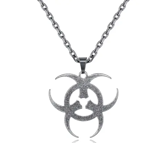 Biohazard Pattern Necklace for Youth, Metal Chain Necklace, Unique Style Pendant Jewelry, Trendy Accessory for Daily Wear, Fashionable Gift Idea