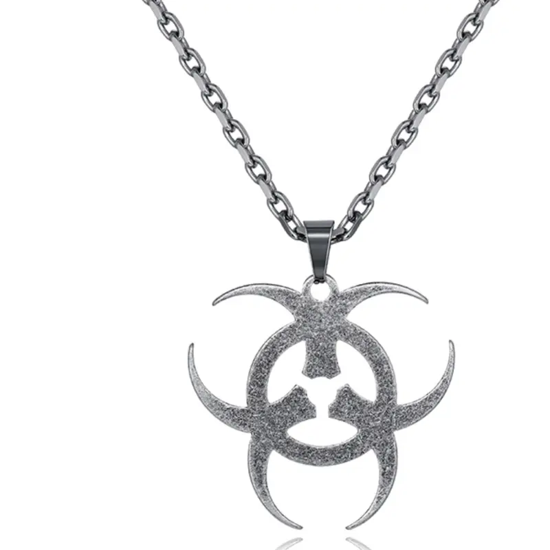 Biohazard Pattern Necklace for Youth, Metal Chain Necklace, Unique Style Pendant Jewelry, Trendy Accessory for Daily Wear, Fashionable Gift Idea
