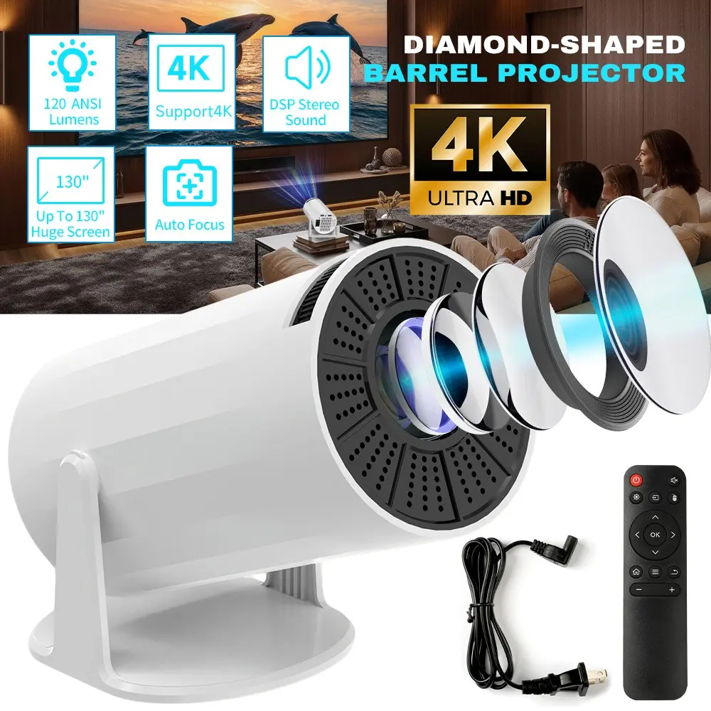 Mini Projector 4K Supported, Native 720P Portable Projector with WiFi 6 & Bluetooth 5.0, Android 11 Smart LED Home Theater Projector for Indoor & Outdoor Movie Use