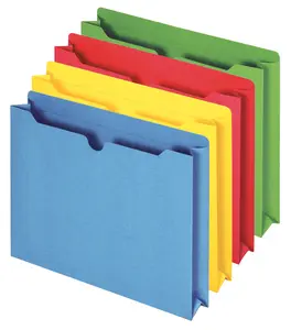 Reinforced 2" Expansion File Jackets, Assorted Colors, Letter, 10 per Pack - Office Supplies