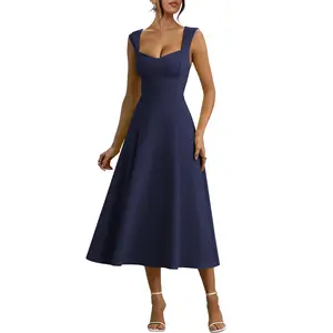 ANRABESS Womens Sweetheart Neck Sleeveless Midi Dress 2026 Summer Formal Wedding Guest Party Cocktail Dresses with Pockets